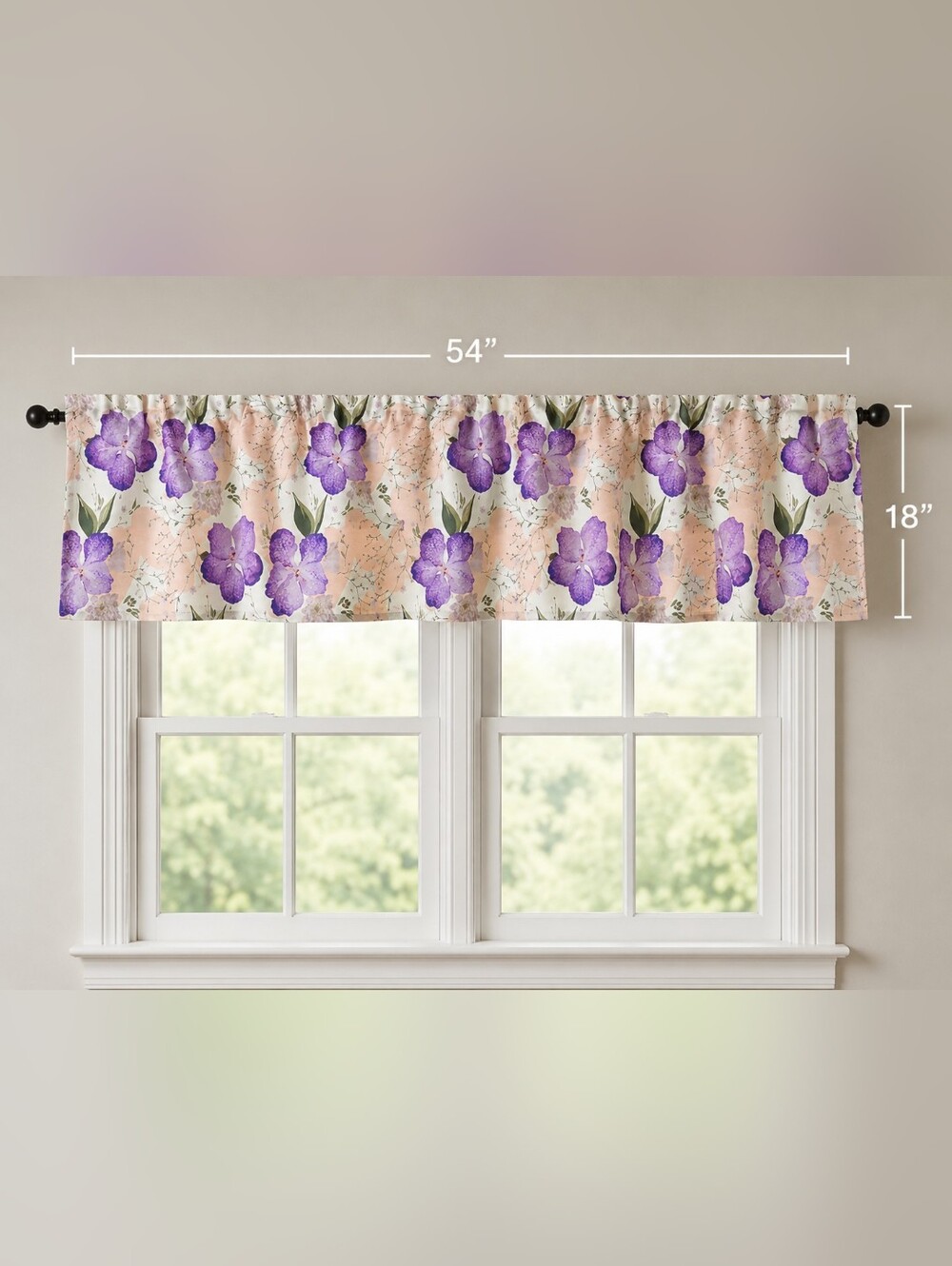Floral Purple and Peach Window Valance